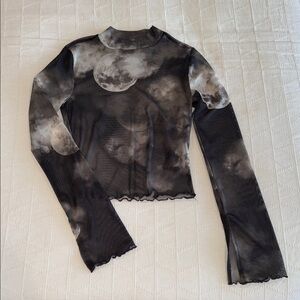 Noisy may Lunar Print Long Sleeve Top - Black and Gray
